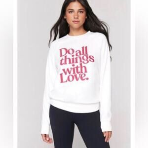SPIRITUAL GANGSTER White Crewneck Graphic Sweatshirt "Love" Size XS
